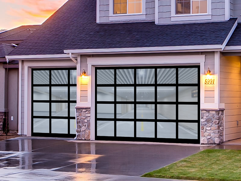 Aluminum full-view framed garage door